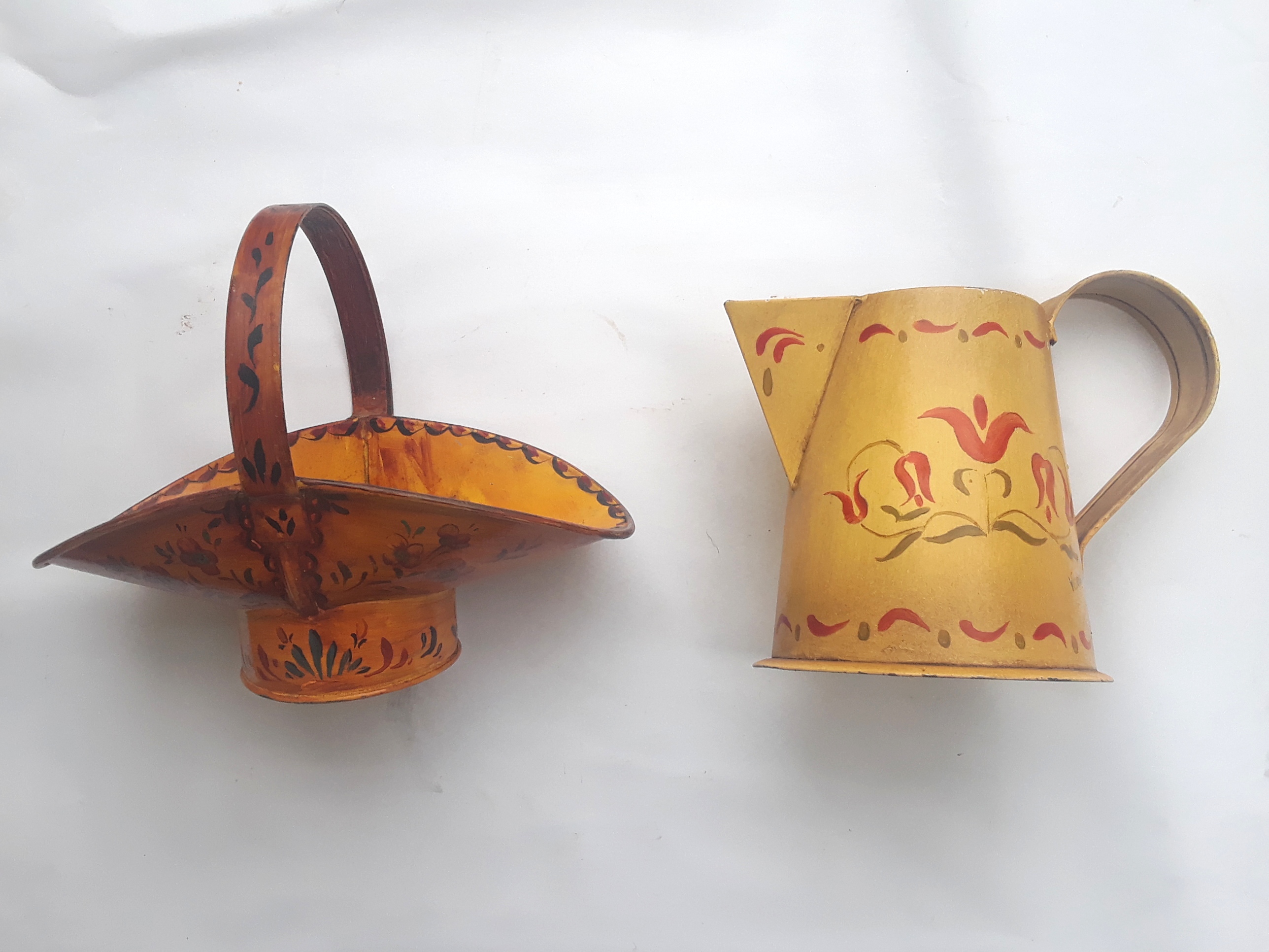 Hand Painted Mini Watering Can and Basket Gift Set