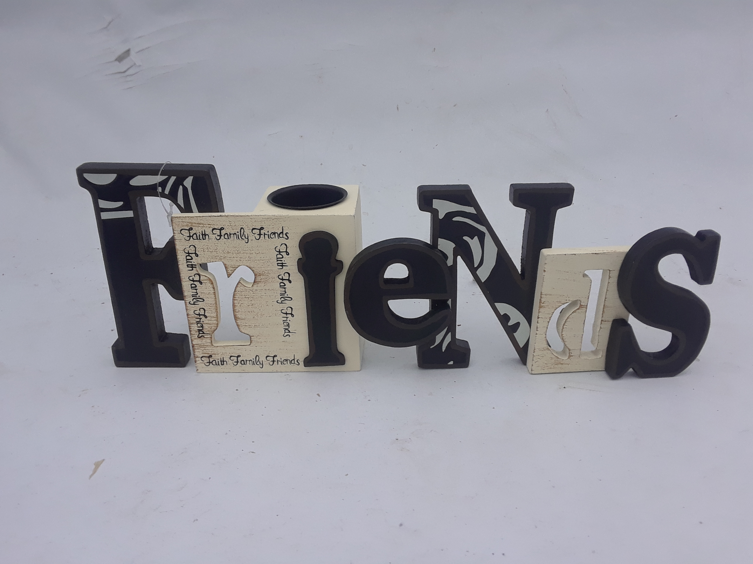 Decorative Friends Cut-Out Word with Tea Light Candle Holder