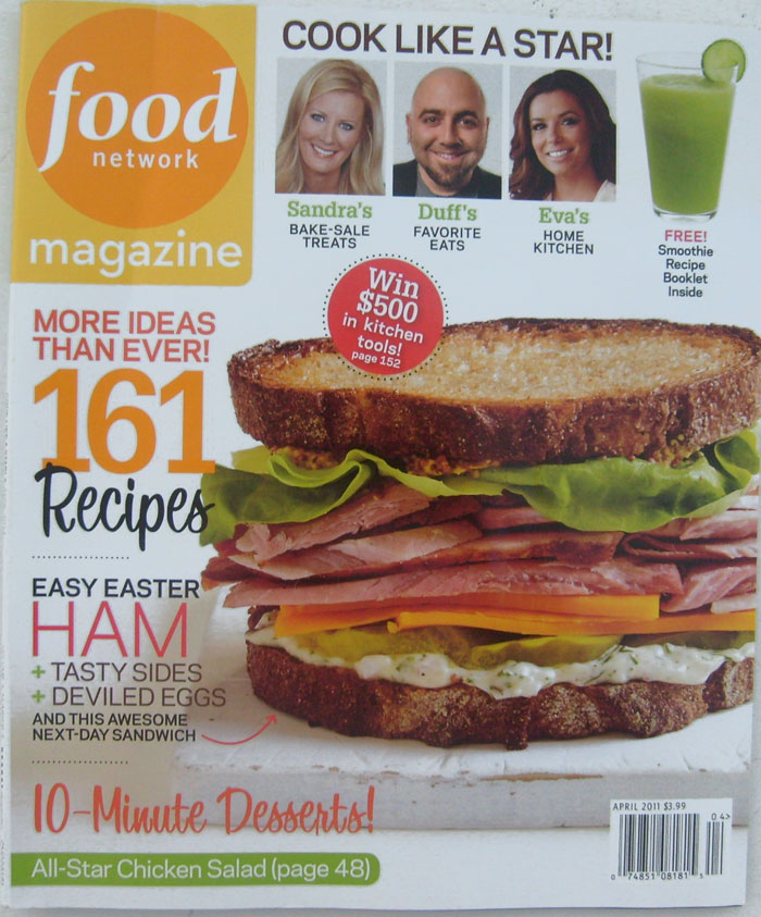 Food Network Magazine APRIL 2011 Vol. 4 No. 3 -Cook Like a Star, +Free Smoothie Recipe Booklet