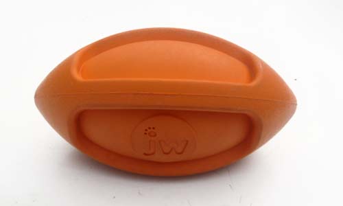 JW Ball for Dogs Squeaks Orange Oval Toy
