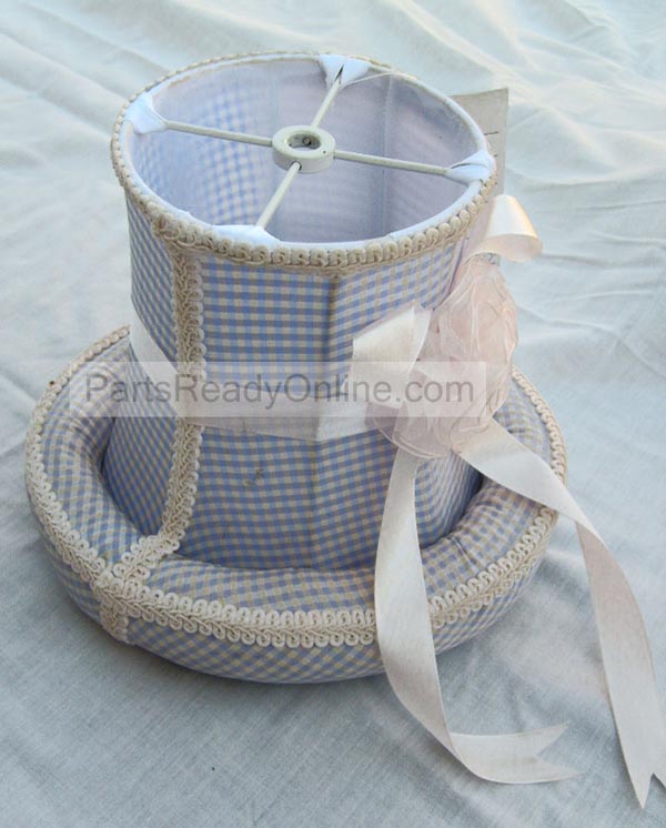 Blue Checkered Lamp Shade Bow and Trim Small Lampshade