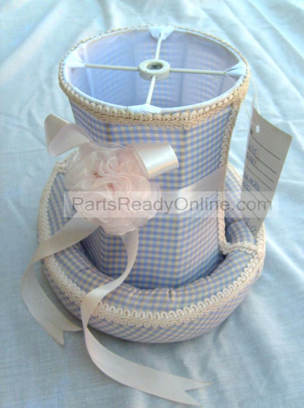 Blue Checkered Lamp Shade Bow and Trim Small Lampshade