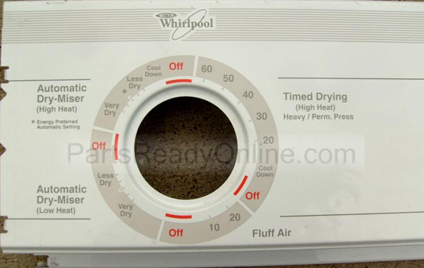 Whirlpool Dryer Control Panel for model LER4634EQ0 4 cycle 3 temperatures