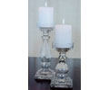 Two Candle Holders Set Clear Glass