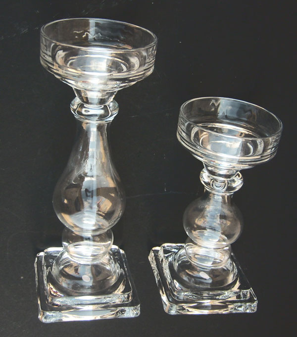 Two Candle Holders Set Clear Glass