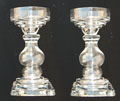 Pair of 8" Clear Glass Candle Holders