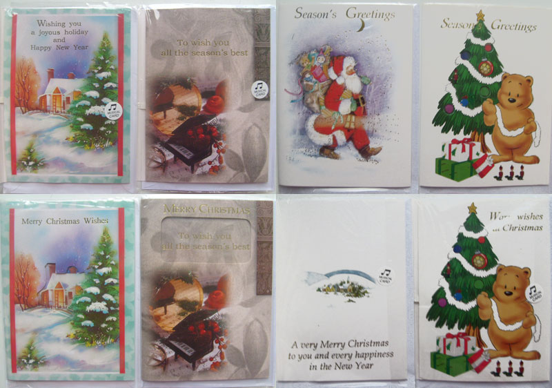 Ten Christmas Musical Cards with Envelops -Seasons Greetings, Merry Christmas, Christmas Wishes