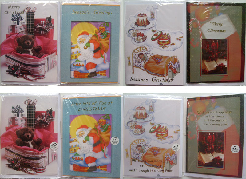 Merry Christmas and Happy New Year Greeting Cards -Pack of 10 MUSICAL Cards NEW