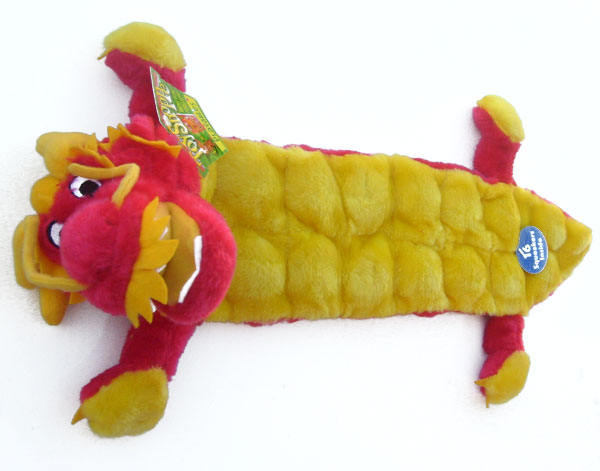 OUT OF STOCK ToyShoppe Dog Toy with 16 Squeakers Squeaker Mat Body Dragon 29" Long