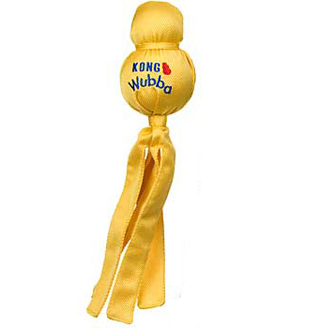 Kong Wubba Dog Toy Yellow Ball Floats on Water