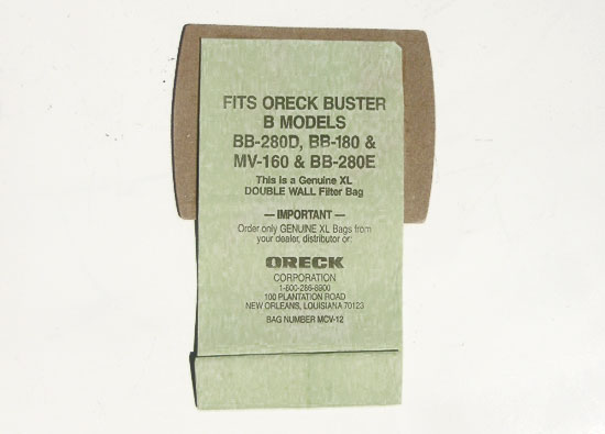 OUT OF STOCK $1.99 Oreck Bag B Models BB-280D BB-180 MV-160 BB-280E Hypo-Allergenic Filter System Bags for Compact Canisters XL Double Wall