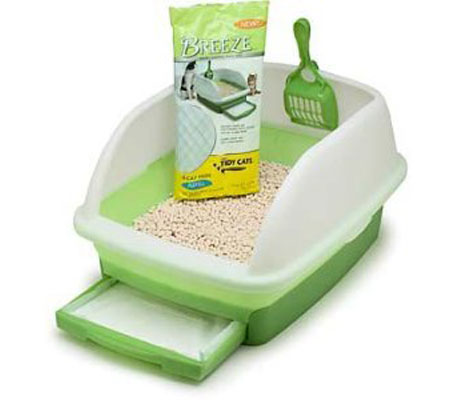 OUT OF STOCK Tidy Cats Breeze Litter Box with Scoop, Tray and Odor Pads 20"L x 15"W x 11"H